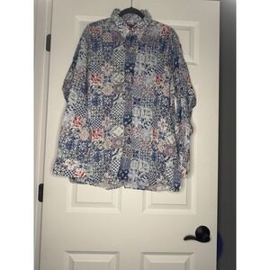 Cremieux Men's Patchwork Tile Pattern Button Up Shirt Xl Multicolor